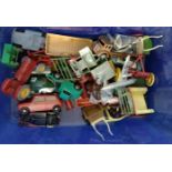 Box of play worn diecast vehicles and toys to include: Dinky toys Royal Mail van, Dinky Toys '