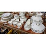 Three trays of Wedgwood 'Osborne' R4699 design dinner and teaware to include: various sizes of