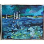 Barbara Savin, seascape with sailing boats, signed dated '71, oils on canvas. 50x60cm approx.