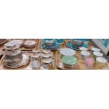 Two trays of china; one tray of Bell china floral teaware; teacups and saucers, plates, milk jug,