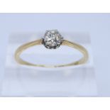 9ct gold solitaire dress ring, ring size M +1/2, 1.7g approx. (B.P. 21% + VAT)