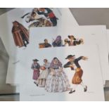 After L Armstrong, a group unframed Spanish costume prints, mainly showing figures dancing. Folio