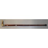 Walking stick with horn handle and silver presentation collar relating to 'The Picnic Club of