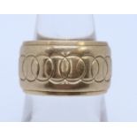 9ct gold wide Celtic design wedding ring size N, 11g approx. (B.P. 21% + VAT)