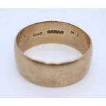 9ct gold wide man's wedding ring size Z, 7.3g approx. (B.P. 21% + VAT)