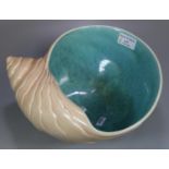 Clarice Cliff design Wilkinson pottery shell shaped bowl with contrasting coloured interior. Printed