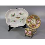 19th Century Swansea porcelain cabinet cup and saucer both on a gilded ground, hand painted with
