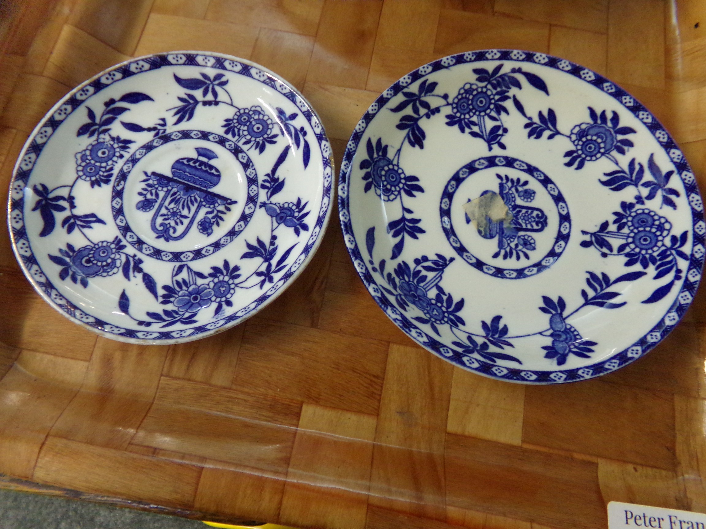 Four trays of blue and white Mintons 'Delft' pattern dinnerware, to include: oval meat plates, - Image 7 of 7