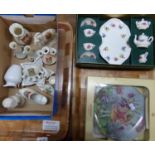 Two trays: boxed Crown Stafford miniature tea set, boxed Villeroy & Boch, Heinrich, Germany, Fairies