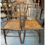 Pair of early 20th century Arts & Crafts design aesthetic taste beech stick backed side chairs