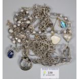 Small box of assorted silver and other costume jewellery, various. (B.P. 21% + VAT)