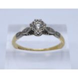 18ct gold diamond solitaire engagement ring, ring size P, 2.5g approx. (B.P. 21% + VAT)