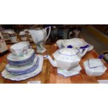 Shelley 'Queen Anne' garden pattern part tea ware, 1925-1945 period, with eight sided teapot and