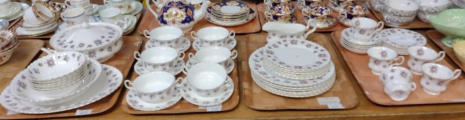 Four trays of Royal Albert English bone china 'Sweet Violets' design items to include: various