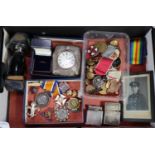 18ct gold and ruby ring, silver pocket watch holder, silver pocket watch WWI medal, military