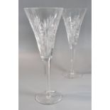 Pair of Waterford crystal glass star cut hock glasses. 23cm high approx. (2) (B.P. 21% + VAT)