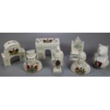 Collection of Crested china items, to include: Marble Arch, Speaker's Chair, Fisherman and other