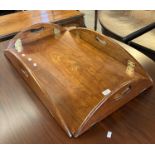 19th century mahogany folding butler's tray with hand holes and brass hinges. (B.P. 21% + VAT)