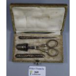 Silver gilt cased sewing set, probably French. (B.P. 21% + VAT)