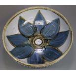 Art Pottery glazed bowl with indistinct signature to base 'S t Luc'?. 27inch diameter approx. (B.