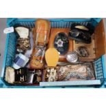 Tray of assorted costume jewellery, pocket and wristwatches, studs, cigarette lighter etc. (B.P. 21%