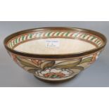 Crown Ducal pottery Charlotte Rhead design tube lined bowl with foliate decoration. Painted and