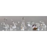 A group of Swarovski glass crystal items: animals, birds, oyster shells, butterfly etc. (8) (B.P.