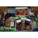 Tray of assorted costume jewellery, to include: dress watches, necklaces, rings, beads, bracelets