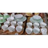 Two trays of Shelley 'Rosebud' design English fine bone china teaware, to include: teacups, saucers,