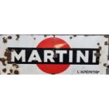 French single sided enamelled metal 'Martini ,aperitif, vente ici (sold here)