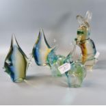 Collection of mid century Murano design Art Glass animals, to include: two angel fish, two elephants