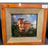 R A Richards (Welsh contemporary), an architectural study entitled 'Leaving Portofino'. Signed and