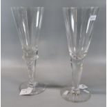 Two similar conical shaped wine glasses, one with air-twist stem. (2) (B.P. 21% + VAT)
