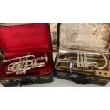 Two silver plated Besson & Co. cornets in original cases. (2) (B.P. 21% + VAT)