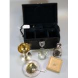 Silver cased communion set, Sheffield hallmarks. (B.P. 21% + VAT)