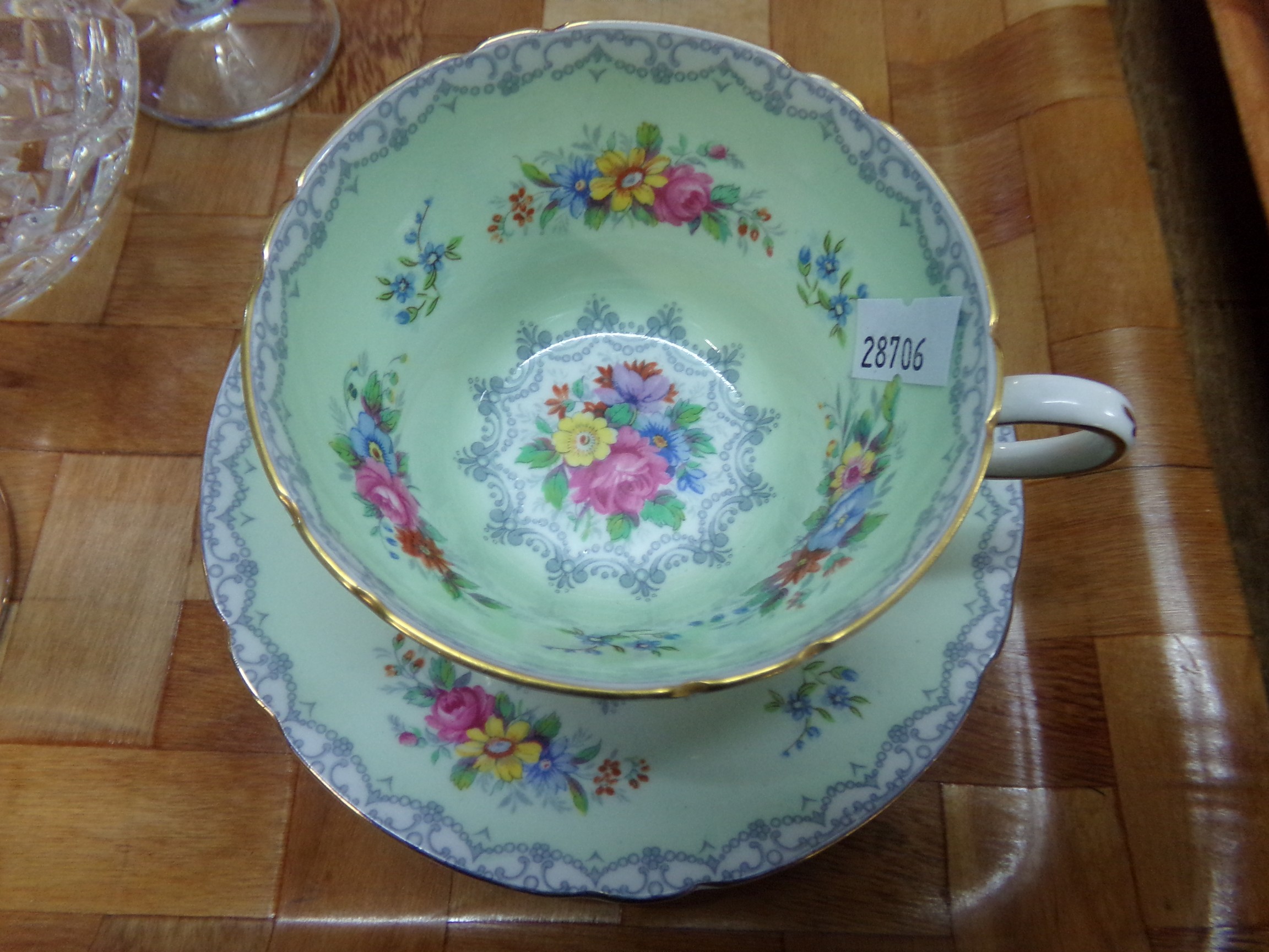 Four Shelley 'Crochet' fine bone china cabinet cups and saucers. (B.P. 21% + VAT) - Image 3 of 9