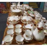 Four trays of Royal Albert 'Old Country Roses' tea, coffee and dinner ware: Fifteen dinner plates,