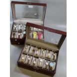Two watch boxes comprising assorted ladies and gents modern wristwatches. (B.P. 21% + VAT)
