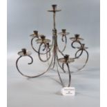 Silver plated detachable nine section table candelabra, impressed Yoram? (B.P. 21% + VAT)