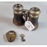 Pair of vintage opera glasses together with a brass padlock and key marked 'VR'. (B.P. 21% + VAT)