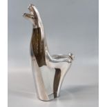 Unusual Art Glass study of a stylised Lama in silvered and smokey glass finish. (B.P. 21% + VAT)