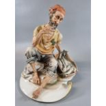 Capodimonte Italian porcelain study of an old man with a basket of fish. Impressed marks to the