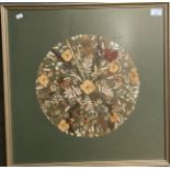 Framed wildflowers collage of circular form. 54x54cm approx. Framed and glazed. (B.P. 21% + VAT)
