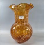 Amber coloured and marbled glass baluster vase. 32cm high approx. (B.P. 21% + VAT)