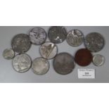Small box of distressed nickle plated medallions, The John Williams Missionary-ship etc. (B.P. 21% +