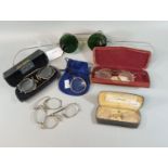Collection of vintage spectacles, some in original cases and a monocle. (B.P. 21% + VAT)