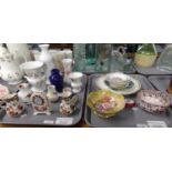 Two trays of assorted china: possibly 19th century, Bagnoles De L'Orne reticulated bowl with