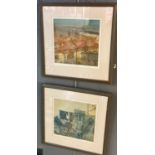Arthur Miles, 'Rooftops' and 'La Porte Lambert', a pair, coloured limited edition etchings, No. 28