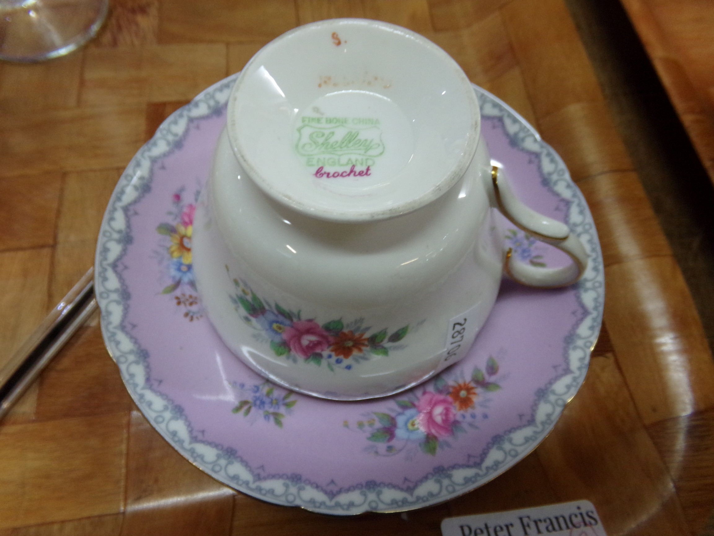 Four Shelley 'Crochet' fine bone china cabinet cups and saucers. (B.P. 21% + VAT) - Image 6 of 9