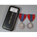 Two 'For Faithful Service' medals: John Langdon Davies and Elizabeth Lowe. (2) (B.P. 21% + VAT)